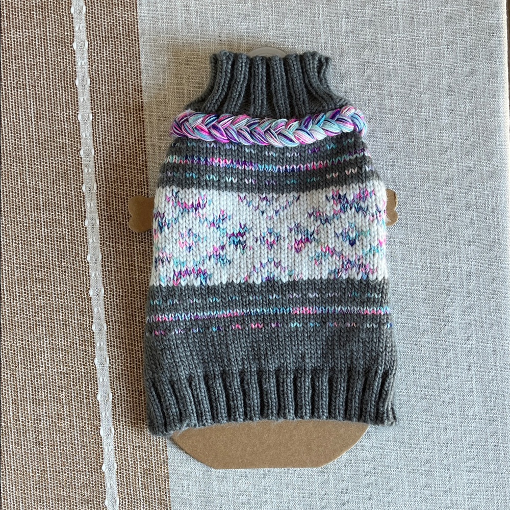 Cozy Gray Knit Dog Sweater